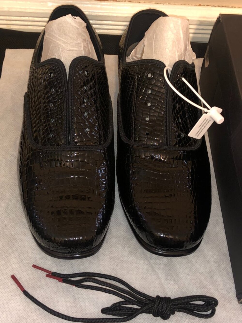 DanceandSway Mens Black Patent Croc Embossed Oxford Dance Shoes Sz 11 EU 43 - Picture 2 of 11